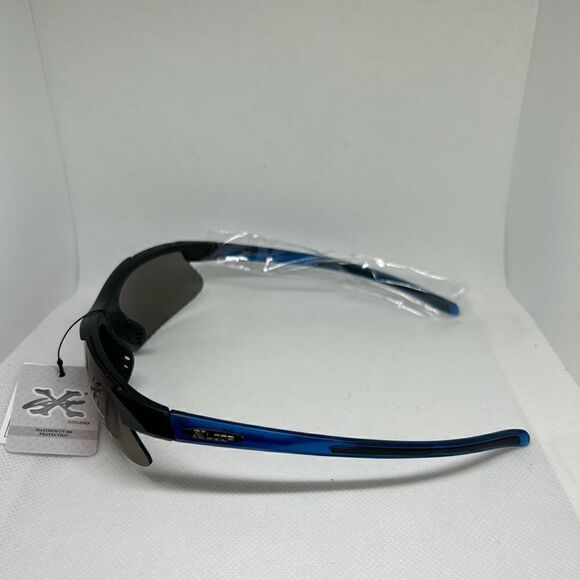 X-Loop Mens Wrap Semi Rimless Mirrored Sunglasses - Picture 3 of 3